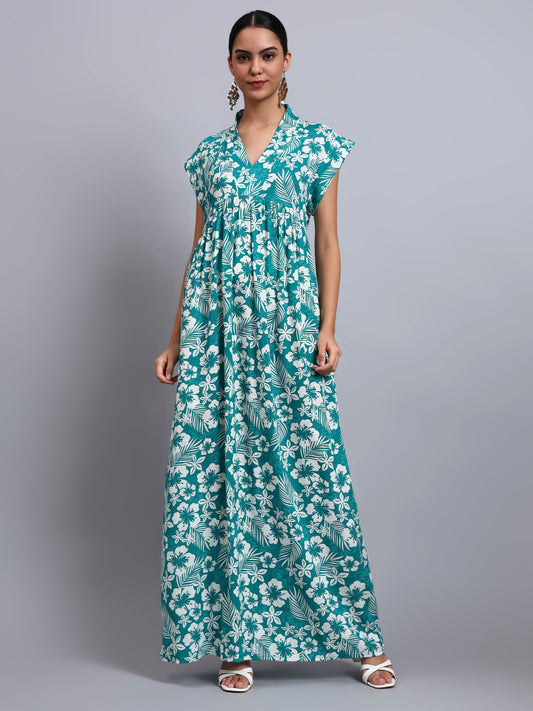 Hand Embroidered Chikankari Cotton Jalabiya-AL3697 Ramagreen