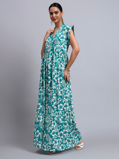 Hand Embroidered Chikankari Cotton Jalabiya-AL3697 Ramagreen