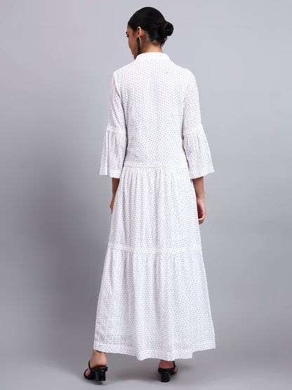 Women's Cotton Jalabiya with Mirror Work-AL4051 White
