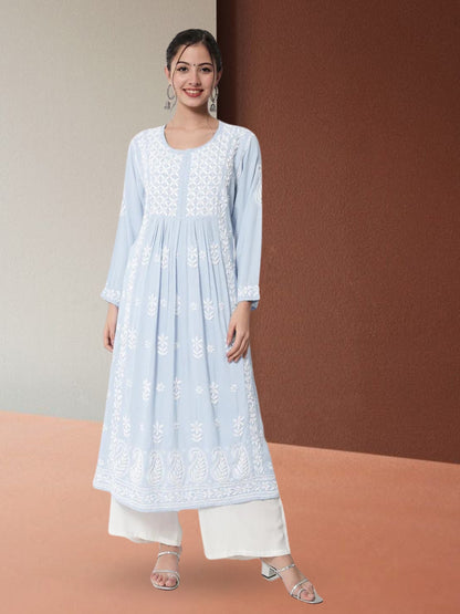 Women Hand Embroidered Chikankari Cotton Kurta-AL3549