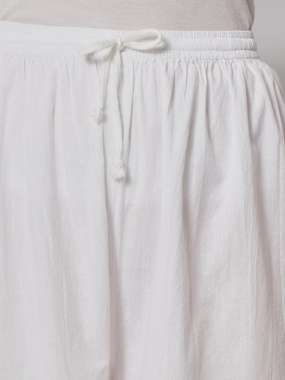 Hand Embroidered Chikankari Women White Pant-AL3570