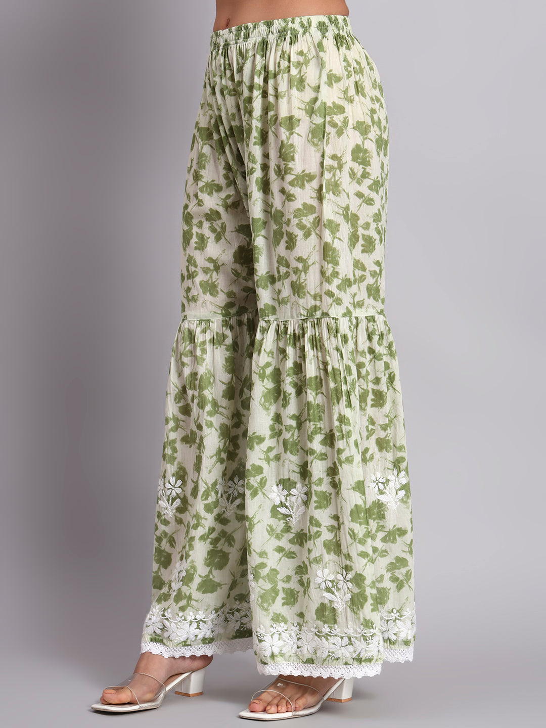 Women Hand Embroidered Chikankari Cotton Kurta Set-AL4099KS Green