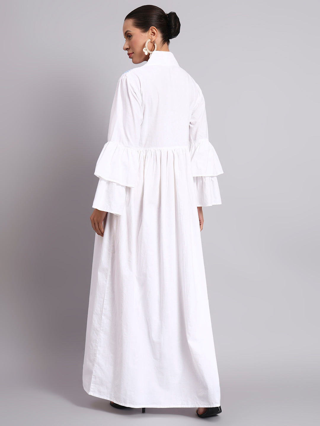 Women Embroided Cotton Jalabiya-AL3697B Blue