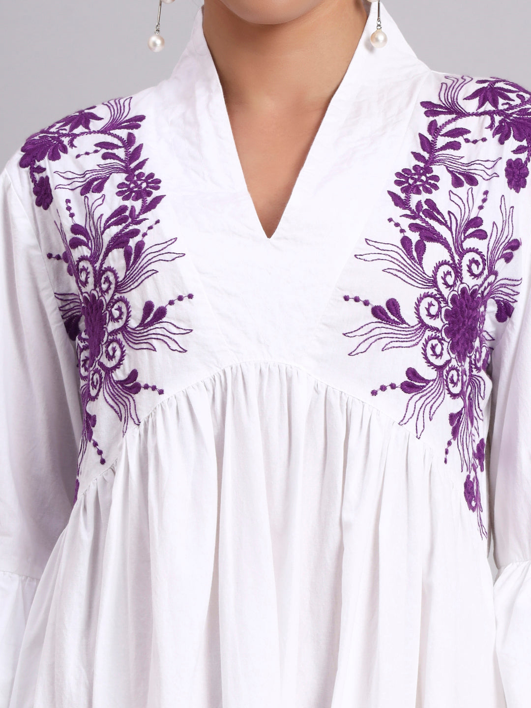 Women Embroided Cotton Jalabiya-AL3697B Purple
