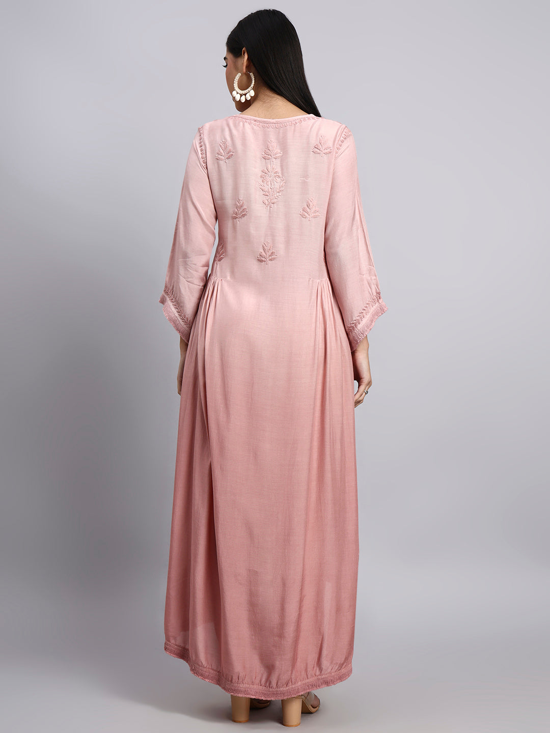 Women Hand Embroidered Chikankari Muslin Kurta Set-AL4101KS Beige