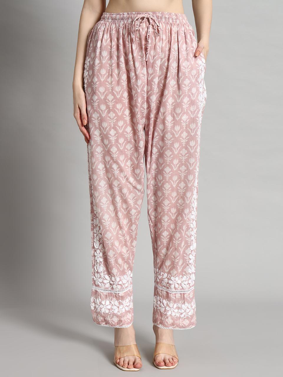 Printed Mulmul Co-Ord Set for Women-AL4055 Onionpink