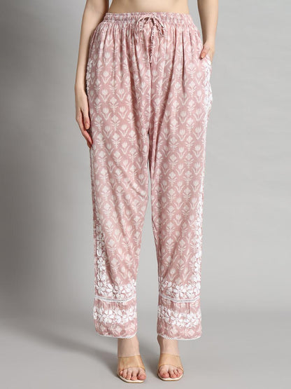 Printed Mulmul Co-Ord Set for Women-AL4055 Onionpink