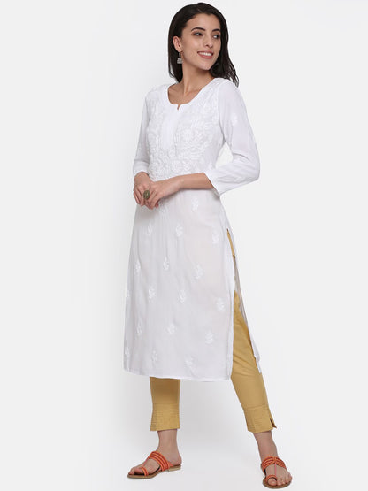 Hand Embroidered Chikankari Modal straight Kurta-AL3451