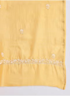 Hand embroidered Chikankari Chanderi Cotton Kurta Set and Dupatta with Mukaish AL3665KS