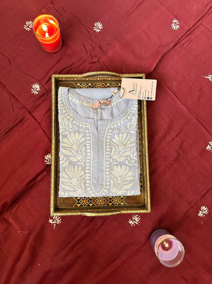 Hand Embroidered Chikankari Modal Straight Kurta-AL3683
