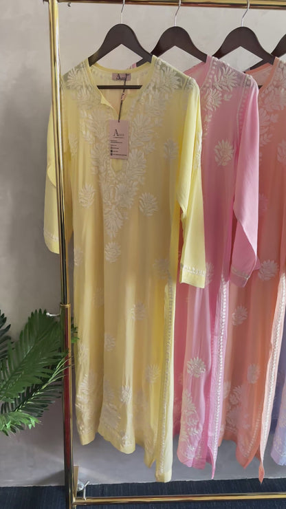 Hand Embroidered Chikankari Modal Straight Kurta-AL3683